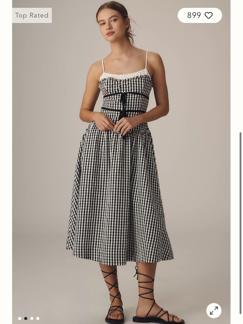 NWT For Love & Lemons Black and White Gingham Dress - Picture 2 of 10
